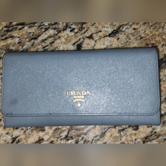 PRADA light blue saffiano continental long wallet - Picture 1 of 12